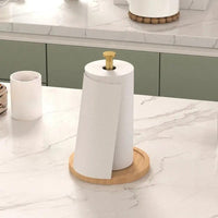 Metal Paper Towel Holder with Bamboo Base Paper towel holder Paper Towel Holders