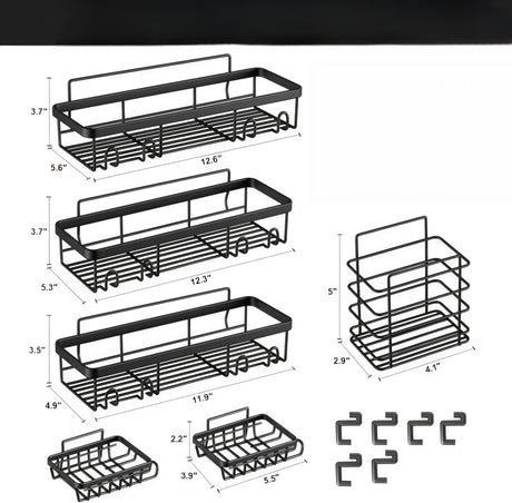 6pcs Set Shower Caddy Shelf / Bathroom Organizer – Rustproof, No Drilling