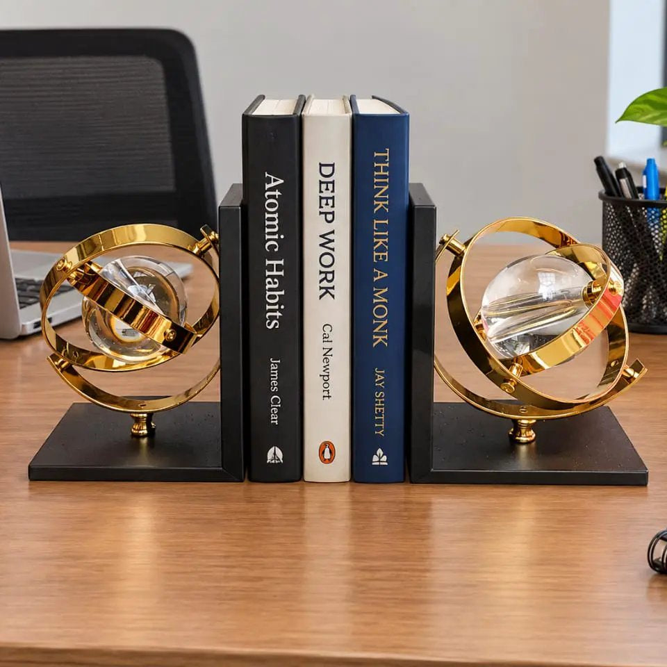 Gold Globe Bookends Bookends