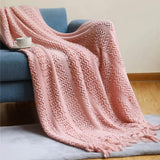 Knitted Throw Blanket with Tassels(130×230cm) Throw blanket Throw Blankets