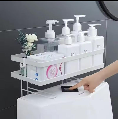 Over the Toilet Storage Rack with Hooks Space Saving Bathroom Organizer