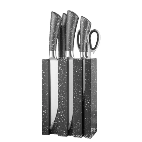 7Piece Stainless Steel Knife Set with Stand – Grey, Black, White- Furaha Finds Kenya