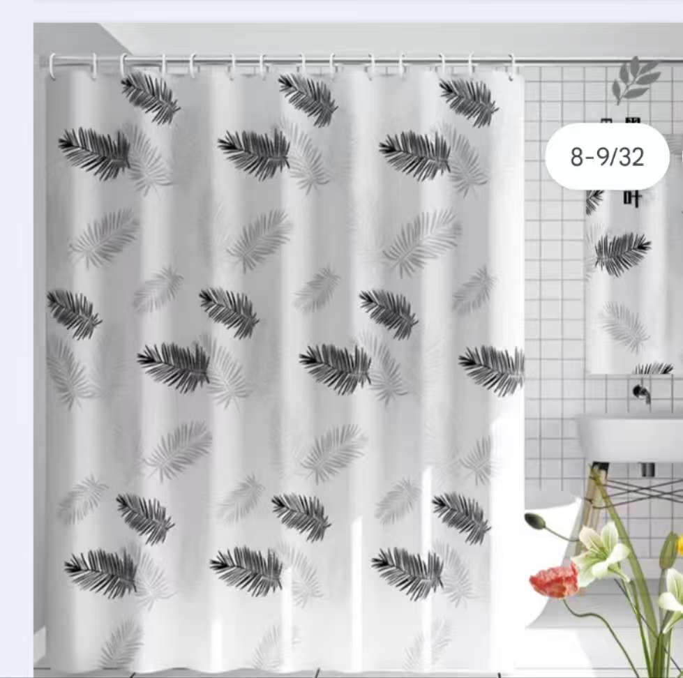 Shower Curtain with Hooks 180 x 200 cm Waterproof Bathroom Curtain