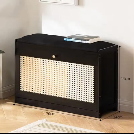 Shoe Cabinet - Wooden Stool with Bucket Flip Storage