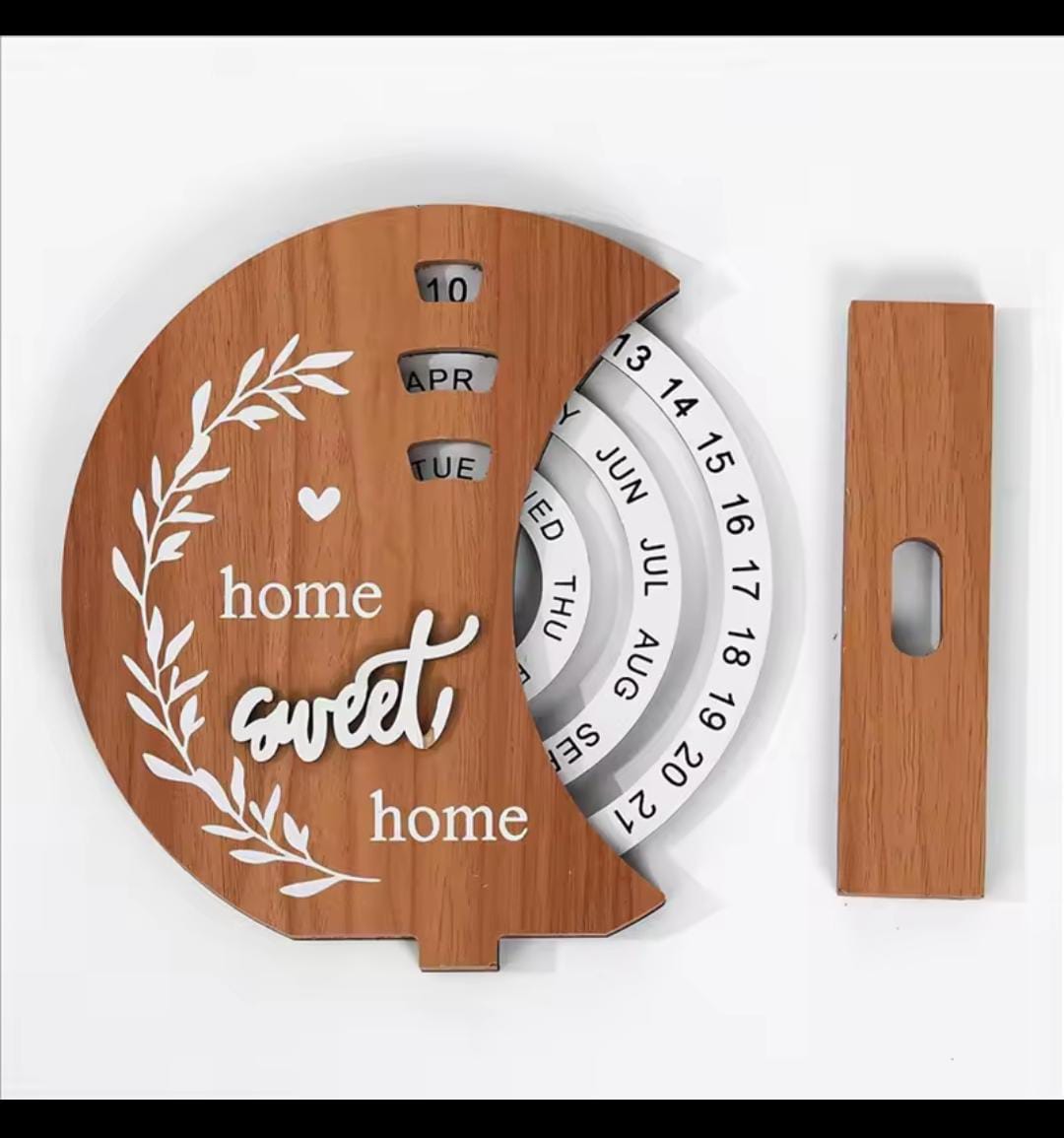 Perpetual Wooden Block Calendar with Rotating Date and Month Blocks