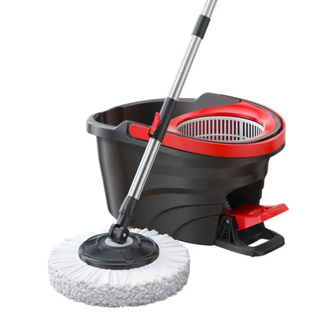 Black Spin Mop Bucket with Foot Pedal Hands-Free Cleaning System- Furaha Finds Kenya