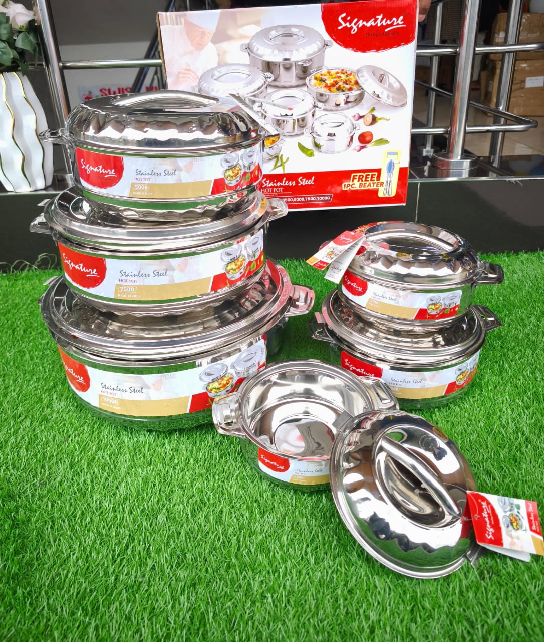 6pcs Big Size Stainless Steel Insulated Hotpot Set with Serving Spoons