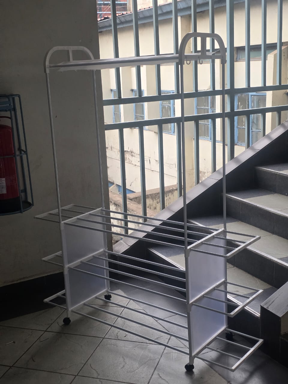 Clothing Rack with Wheels and 3 Metal Shelves