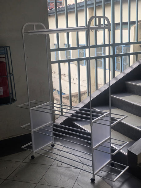 Clothing Rack with Wheels and 3 Metal Shelves