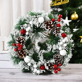 Snowy Christmas Wreath – 32cm Front Door Decoration with Pine Cones and Berries