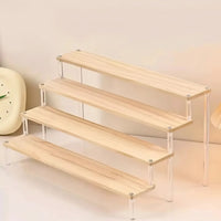 4-Tier Wooden & Acrylic Display Stand Acrylic stand Drawer Organizers