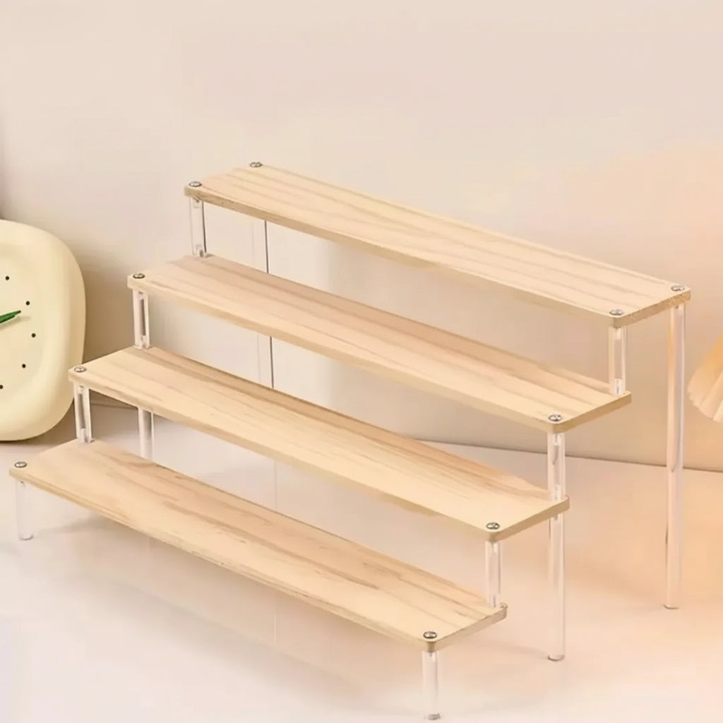 4-Tier Wooden & Acrylic Display Stand Acrylic stand Drawer Organizers