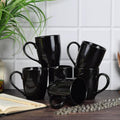 6pcs All Black Ceramic Mug Set 360ml Elegant Hot Beverage Cups Drinkware Mugs