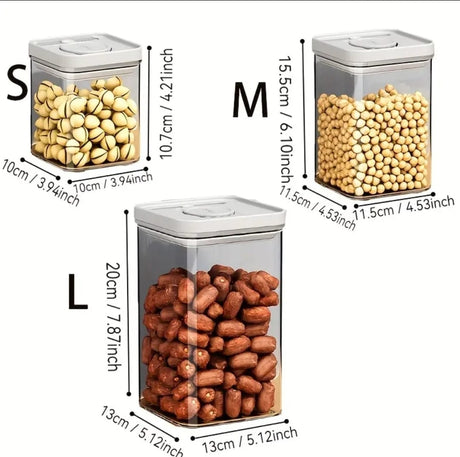 3pcs Airtight Press to Seal Food Storage Container with Lid Ideal for Grains, Pasta, Tea & More- Furaha Finds Kenya