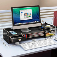 Bamboo Monitor Stand Riser with Drawer and Storage Multi-Compartment Home & Garden Computer Risers & Stands