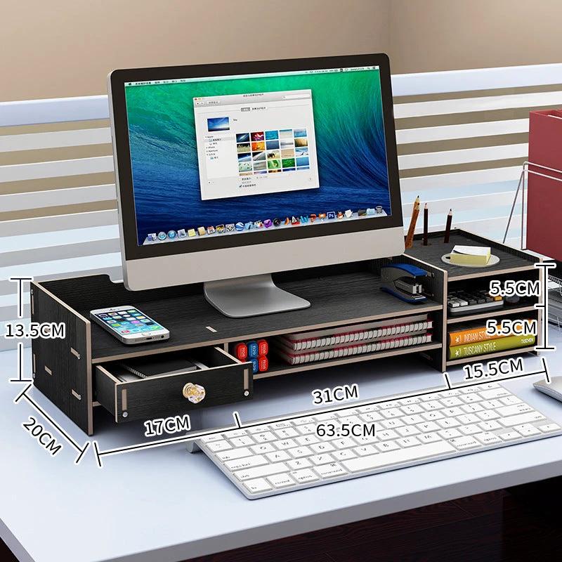 Bamboo Monitor Stand Riser with Drawer and Storage Multi-Compartment Home & Garden Computer Risers & Stands