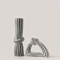 Monochrome Knot Striped Ceramic Vase Vases