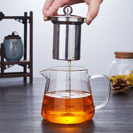 High Temperature Resistant Borosilicate Glass Infusion Teapot with Stainless Steel Strainer.- Furaha Finds Kenya
