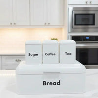 Nordic Style Bread Bin With 3 Canisters For Home Cooks Kitchen organiser Bread Boxes & Bags