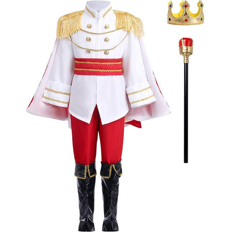 Professional Children’s King Cosplay Costume with Cloak, Crown, and Accessories