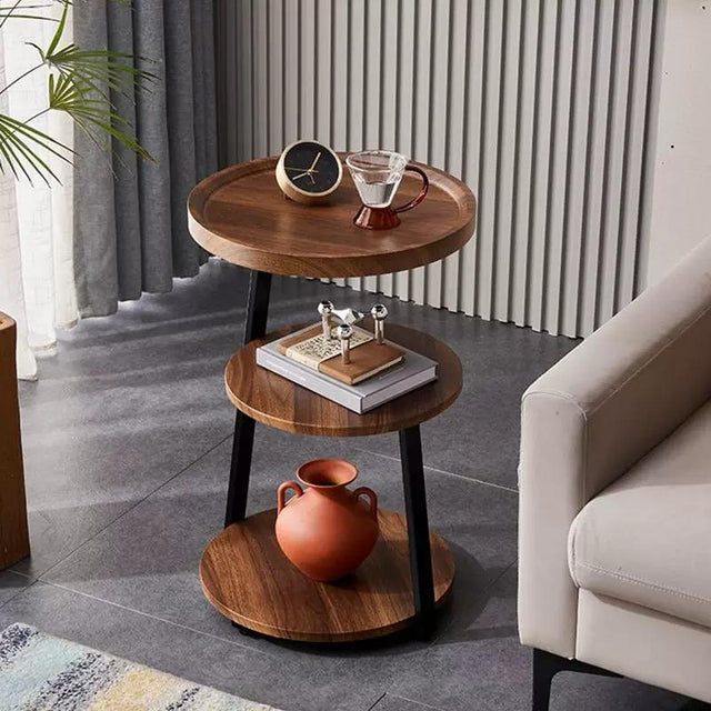 3 Tier Wooden Side Table Multipurpose Shelf Display Stand