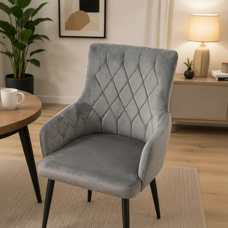Modern Velvet Dining Chair with Armrests