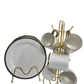 12pcs Gold Plate and Mug Set for Elegant Dining Kitchen & Dining Dinnerware Sets