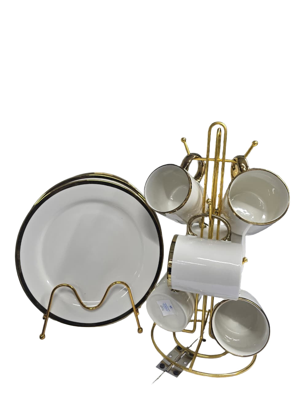 12pcs Gold Plate and Mug Set for Elegant Dining