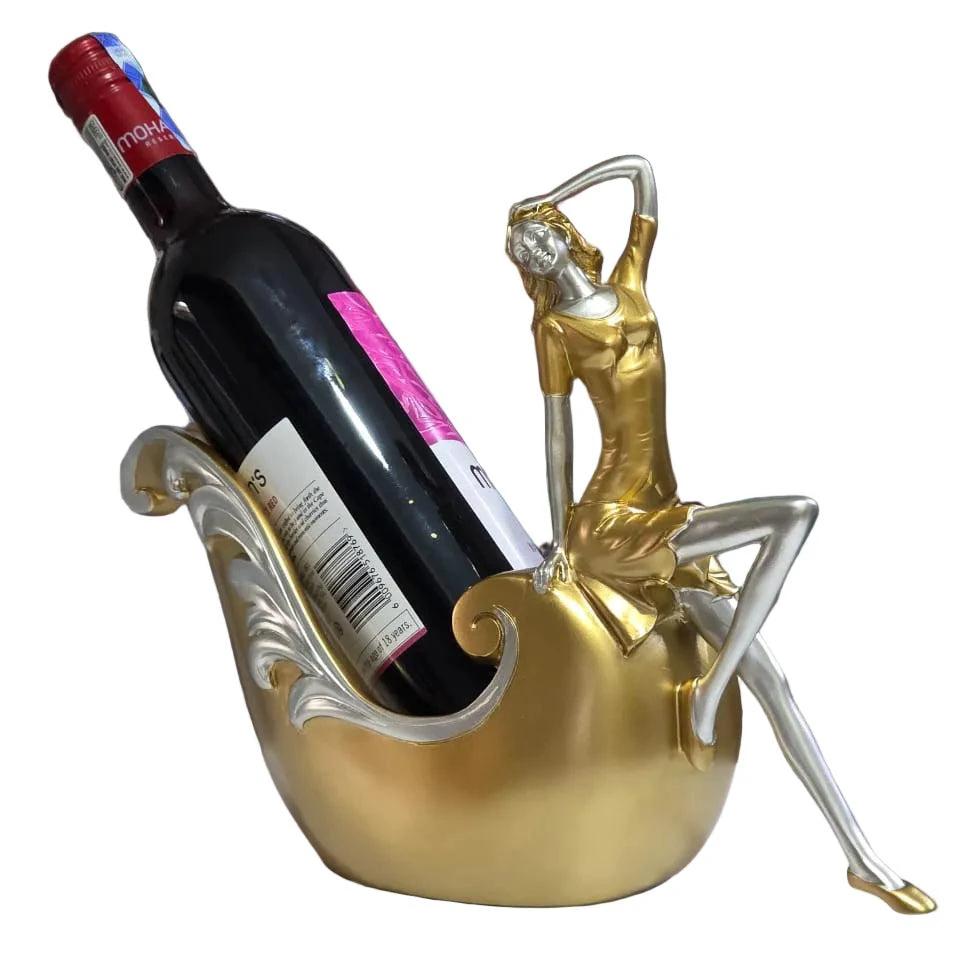 Creative Gold Resin Wine Bottle Holder Decorative Statue Home decor