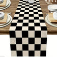 Geometric Stripe Linen Table Runner - Modern Black and White Plaid Table runner Table Runners