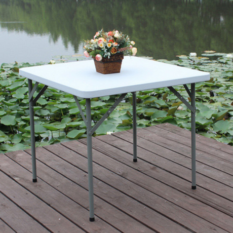 Foldable Square Multipurpose Plastic Table with Steel Legs