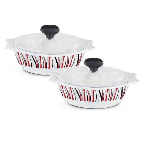 4 Pcs White Glass Casserole Set (Rio Red- Furaha Finds Kenya