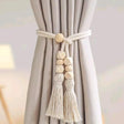 2pcs Nordic Curtain Straps with Wooden Beads and Tassel Rope