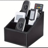 Multi-Compartment Leather Desk Organizer and Remote Holder