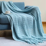 Knitted Throw Blanket with Tassels(130×230cm) Throw blanket Throw Blankets