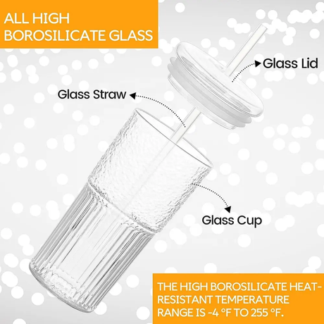 650ml Glass Tumbler with Straw Spill-Proof, Built-In Sealing Ring, for Hot & Cold Drinks.- Furaha Finds Kenya