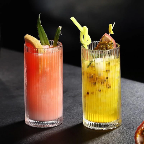 Premium Clear Japanese Style Ribbed Glasses- Furaha Finds Kenya