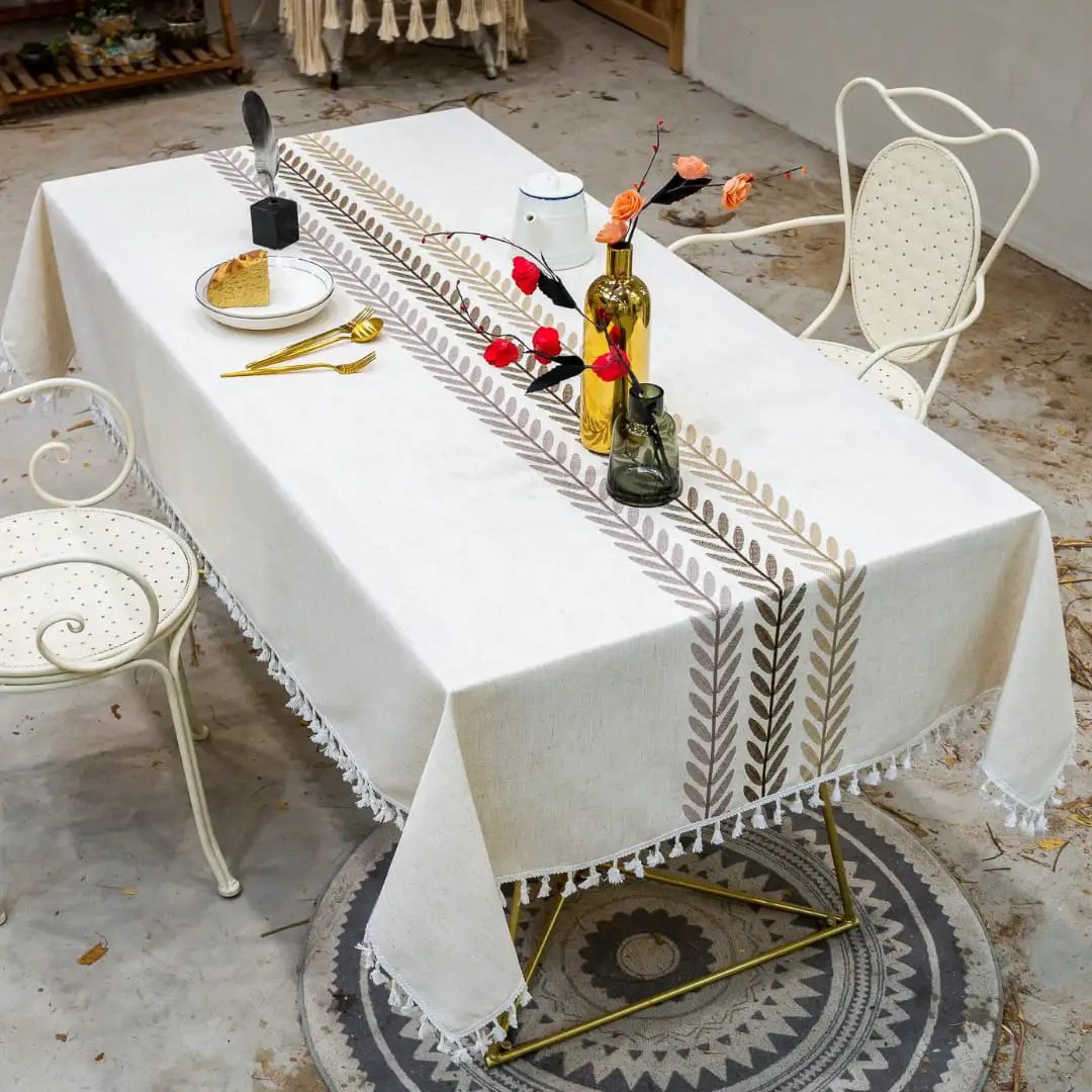 Boho Cotton Linen Tablecloth with Tassels Table cloth Table Runners