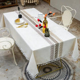 Boho Cotton Linen Tablecloth with Tassels Table cloth Table Runners