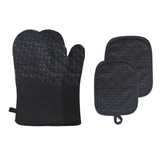 2pcs Heat-Resistant Oven Mitts and Pot Holder Set in Elegant Black for Baking and Cooking.- Furaha Finds Kenya
