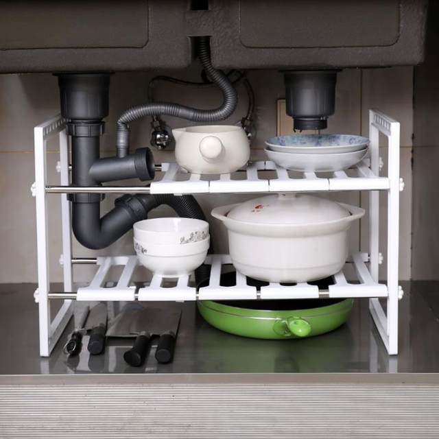Under the Sink Organizer with Adjustable Shelves and Space-Saving Design