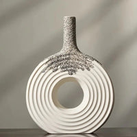 Decorative Textured White Ceramic Vase Ceramic vase Vases