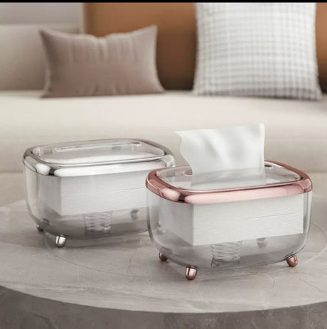 Luxury Rose Gold & Clear Acrylic Tissue/Serviette Holder with Lid.