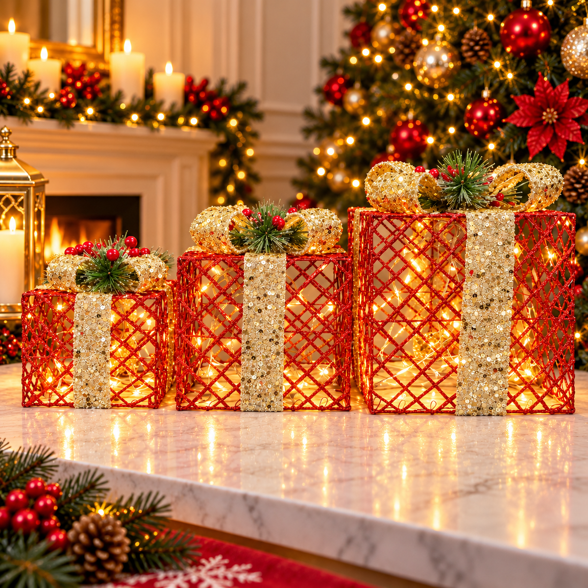Christmas Light Gift Boxes Christmas box decoration Seasonal & Holiday Decorations