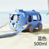 Kids Bus Water Bottle With Wheels And Strap Kitchen & Dining Water Bottles