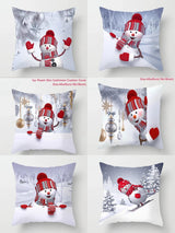 Christmas Themed Linen Throw Pillow Cases – 45cm x 45cm Festive Cushion