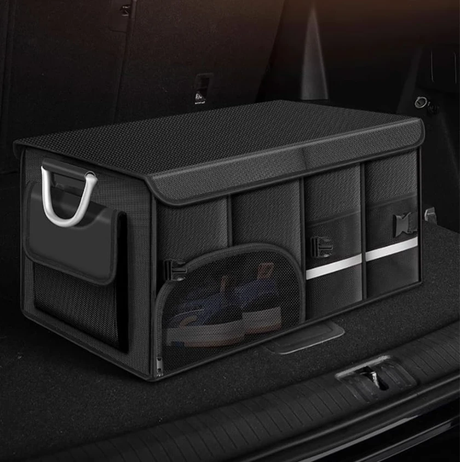 Car Trunk Foldable Storage Box Large Capacity Multi Tool & Cargo Organizer (60cm x 35cm x 30cm) Black Travel Accessories Vehicle Organizers