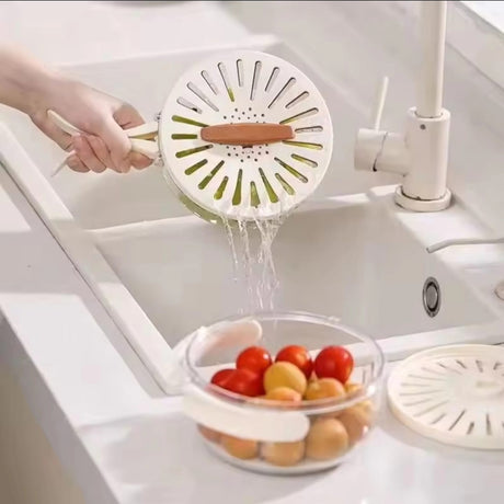 Multi-Functional Food Storage and Drainer Container with Foldable Handle and Drain Switch.- Furaha Finds Kenya
