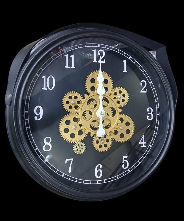Rotating Moving Gear Wall Clock – 32cm Wooden Look Design