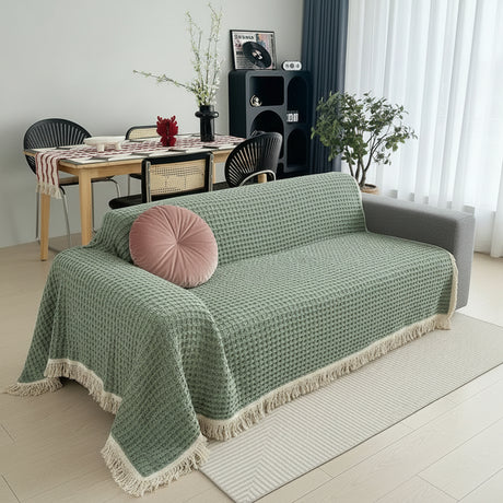 Chenille Jacquard Sofa Cover with Tassel Slipcovers